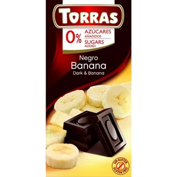 TORRAS 75G BANÁNOS ÉTCSOKOLÁDÉ CUKOR NÉLKÜL