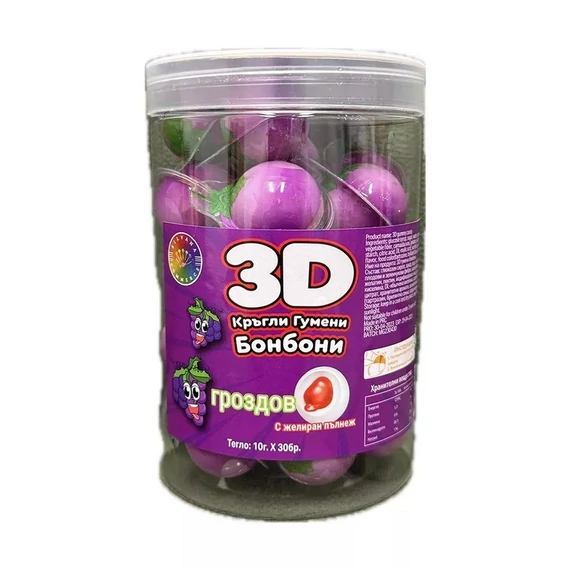 EEM-003095 3D SZŐLŐ ÍZŰ TÖLTÖTT GUMICUKOR 10G