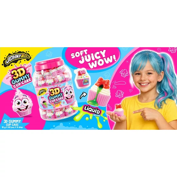 EEM-003706 JOHNY BEE 3D GUMMY CUP CAKE 18G