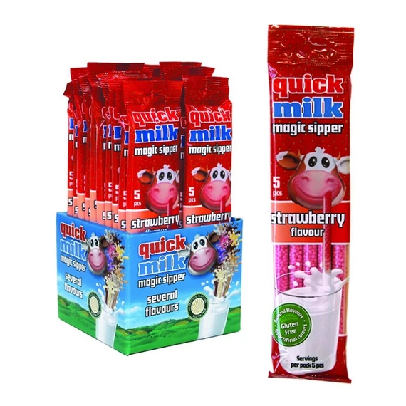 EEM-003845 QUICK MILK ÍZESÍTETT SZÍVÓSZÁL EPER 5X6G
